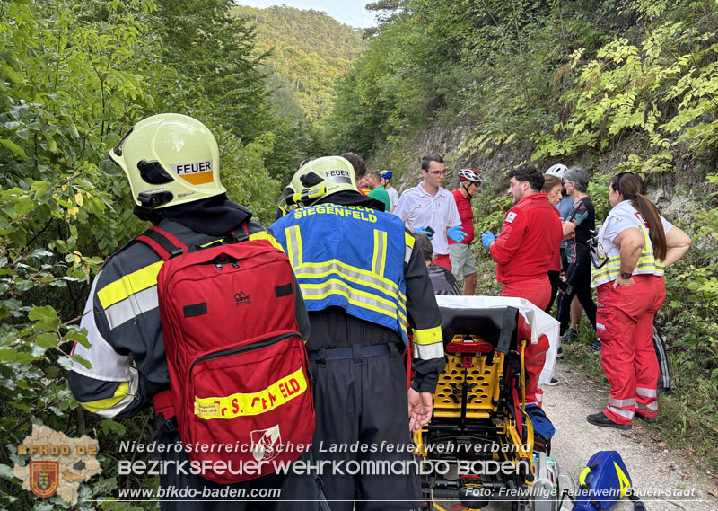 20260907_Person mit Fahrrad in Richtung Schwechat gest�rzt - Foto: FF Baden-Stadt
