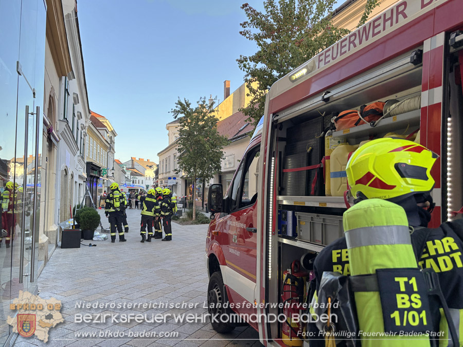 20261003_Angebohrte Gasleitung in der Badener Innenstadt - Foto: Viktor van de Castell FF Baden-Stadt