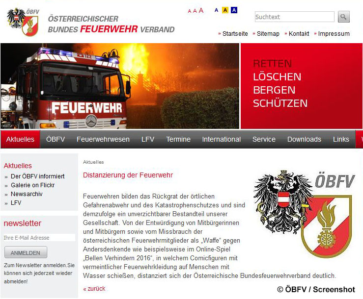 Presseaussendung Distanzierung der Feuerwehr sterreichischer Bundesfeuerwehrverband