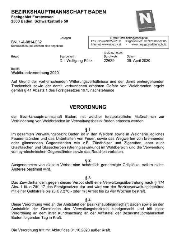 Waldbrandverordnung 2020 BADEN PDF