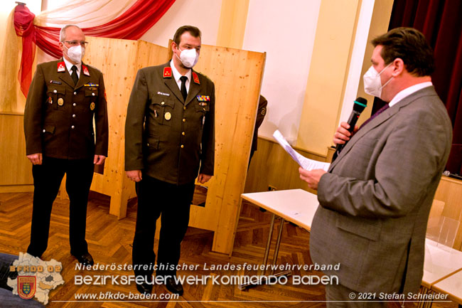 20210129 Angelobung von Kdt HBI Mag. Gerald PETER und Kdt Stv. OBI Robert Lichtenauer durch BGM DI Stefan Szirucsek Foto: Stefan Schneider / Freiwillige Feuerwehr Baden-Stadt 20210129 Angelobung von Kdt HBI Mag. Gerald PETER und Kdt Stv. OBI Robert Lichtenauer durch BGM DI Stefan Szirucsek Foto: Stefan Schneider / Freiwillige Feuerwehr Baden-Stadt