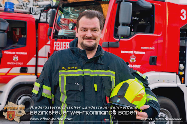 20210129 Kommandant HBI Mag Gerald PETER der FF Baden-Stadt  Foto: Stefan Schneider / Freiwillige Feuerwehr Baden-Stadt