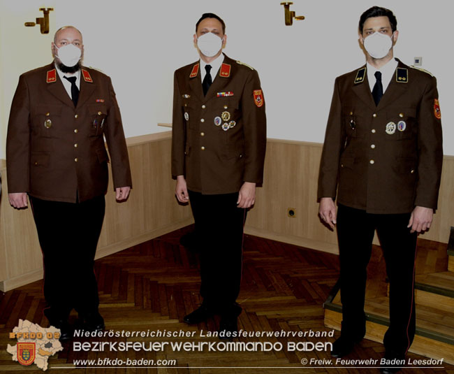 20210129 Das neue Kommando der FF Baden-Leesdorf v.r.n.links: LdV OV Harald Pristou - Kdt HBI Christoph Charvat - Kdt Stv. Andreas Walter Foto: Freiwillige Feuerwehr Baden-Leesdorf 20210129 Das neue Kommando der FF Baden-Leesdorf v.r.n.links: LdV OV Harald Pristou - Kdt HBI Christoph Charvat - Kdt Stv. Andreas Walter Foto: Freiwillige Feuerwehr Baden-Leesdorf