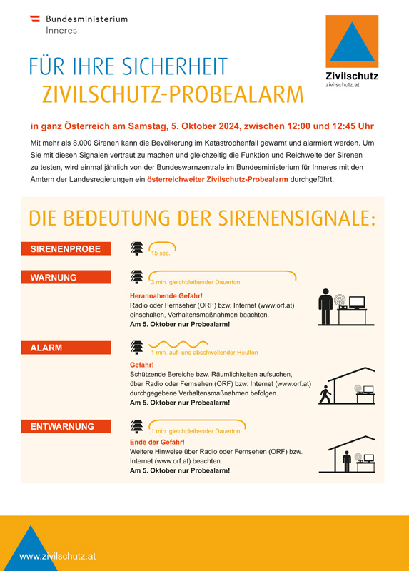 Zivilschutz-Probealarm am 5. Oktober mit erstmaliger Ausl�sung von AT-Alert