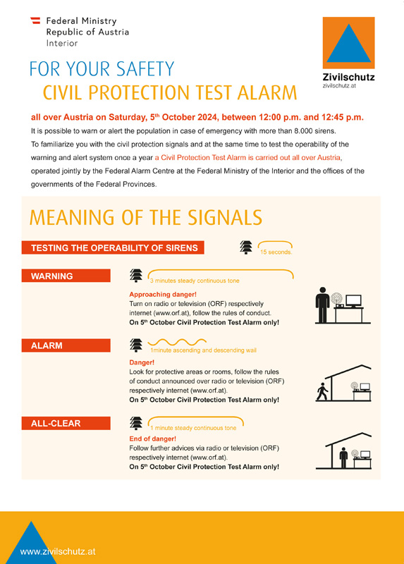 Zivilschutz-Probealarm am 5. Oktober mit erstmaliger Ausl�sung von AT-Alert