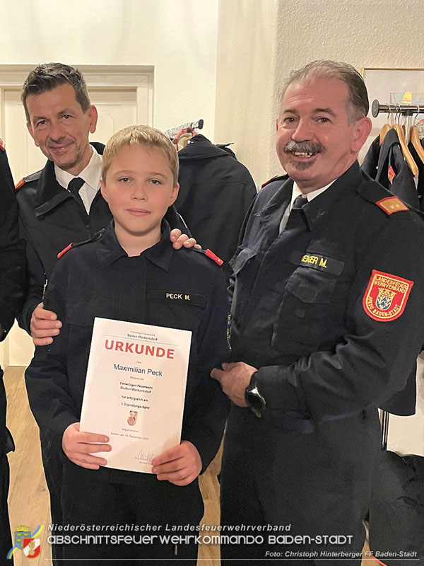 20241214 Weihnachtsfeier der drei Badener Feuerwehrjugendgruppen am Rudolfshof mit Auszeichnungen Foto: Christoph Hinterberger FF Baden-Stadt 20241214 Weihnachtsfeier der drei Badener Feuerwehrjugendgruppen am Rudolfshof mit Auszeichnungen Foto: Christoph Hinterberger FF Baden-Stadt