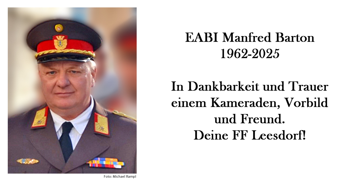 Ableben von Ehrenabschnittsbrandinspektor (ABI) Manfred Barton FF Baden-Leesdorf Ableben von Ehrenabschnittsbrandinspektor (ABI) Manfred Barton FF Baden-Leesdorf