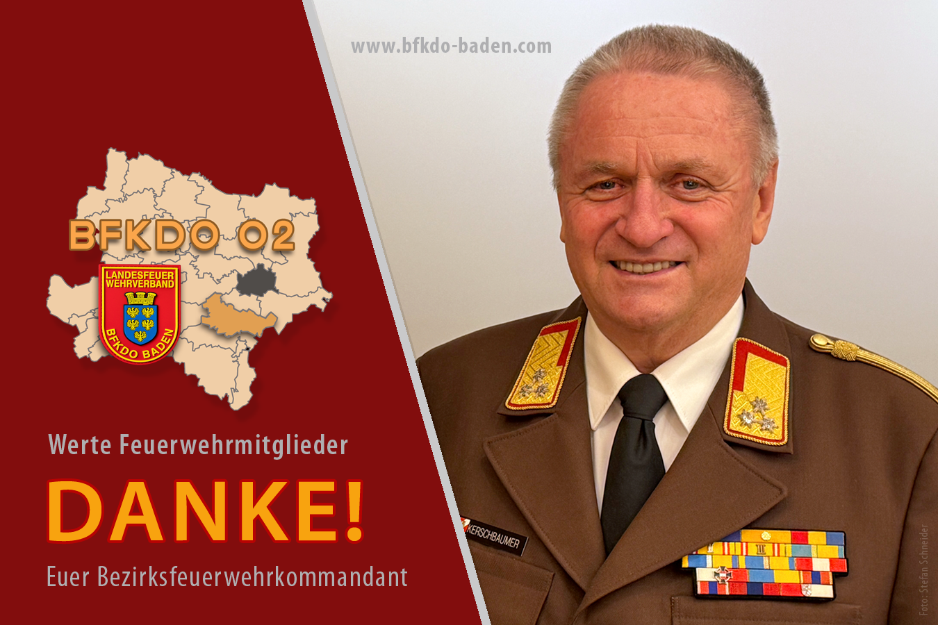 Bezirksfeuerwehrkommandant LFR Anton Kerschbaumer sagt seinen Feuerwehrmitgliederen zum Jahresabschluss nochmals DANKE!