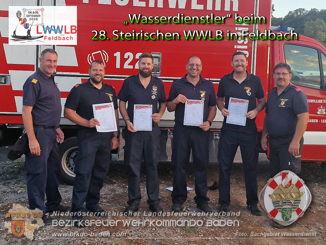 20260904-05_Einiger unserer &bdquo;Wasserdienstler" beim 28. Steirischen Landeswasserwehr-Leistungsbewerb in Feldbach - Foto: Sachgebiet Wasserdienst BFKDO BADEN